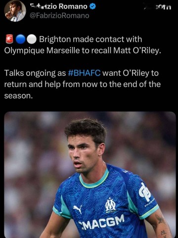 奥赖利紧急回归布莱顿，中场变阵的信号